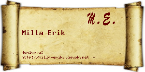 Milla Erik névjegykártya
